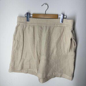 FarWest Women's Short Woven Cotton Cream Medium